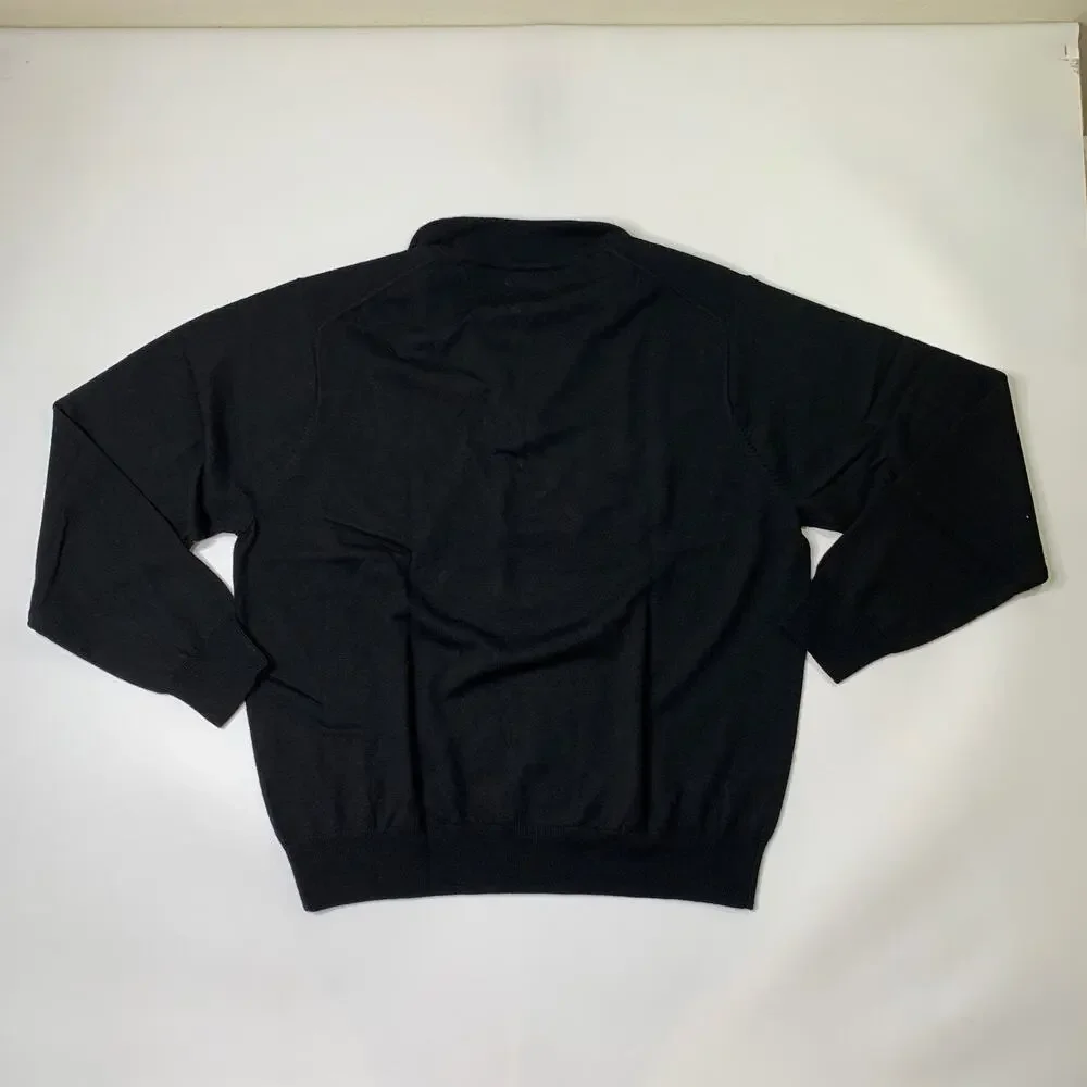 Peter Millar Sweater Mens 2XL Black Merino Wool 1/4 Zip Knitted Pullover Golf